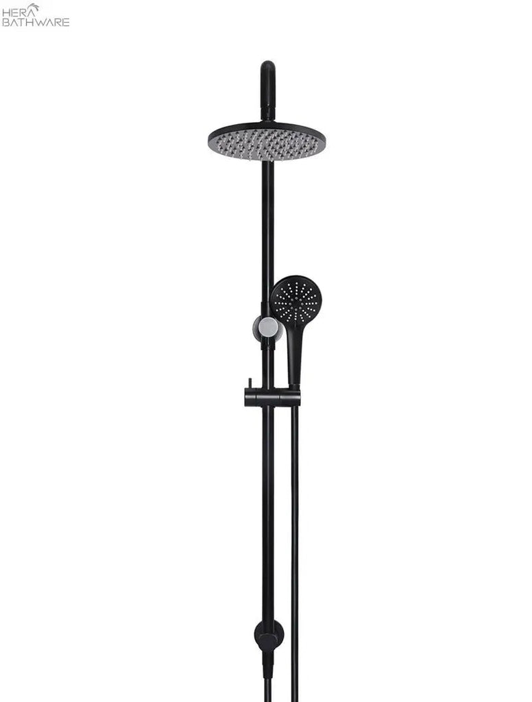Round Combination Shower Rail, 200mm Rose, Three - Function Hand Shower - Hera BathwareMatte Black
