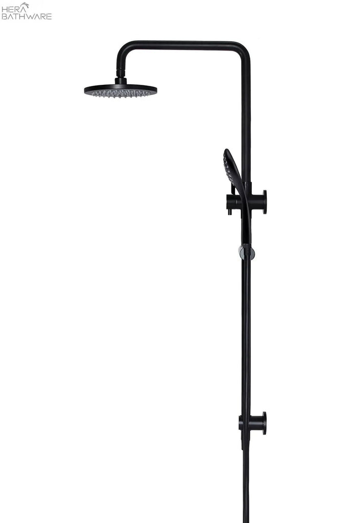 Round Combination Shower Rail, 200mm Rose, Three - Function Hand Shower - Hera BathwareMatte Black
