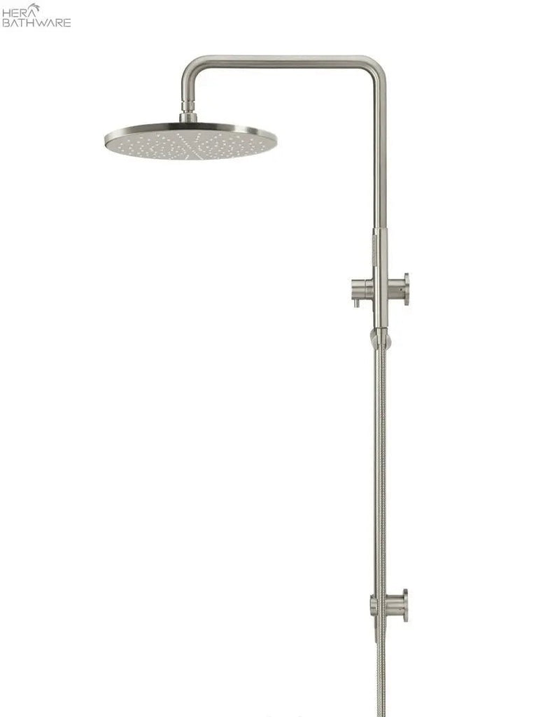 Round Combination Shower Rail, 300mm Rose, Single Function Hand Shower - Hera BathwareBrushed Nickel