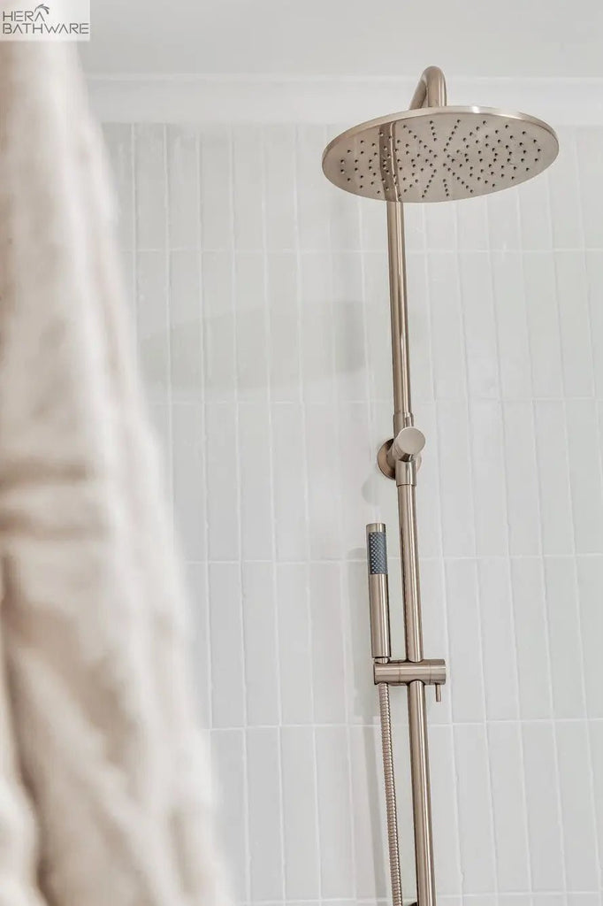 Round Combination Shower Rail, 300mm Rose, Single Function Hand Shower - Hera BathwareChampagne