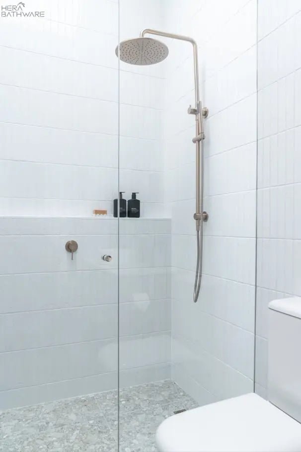Round Combination Shower Rail, 300mm Rose, Single Function Hand Shower - Hera BathwareTiger Bronze