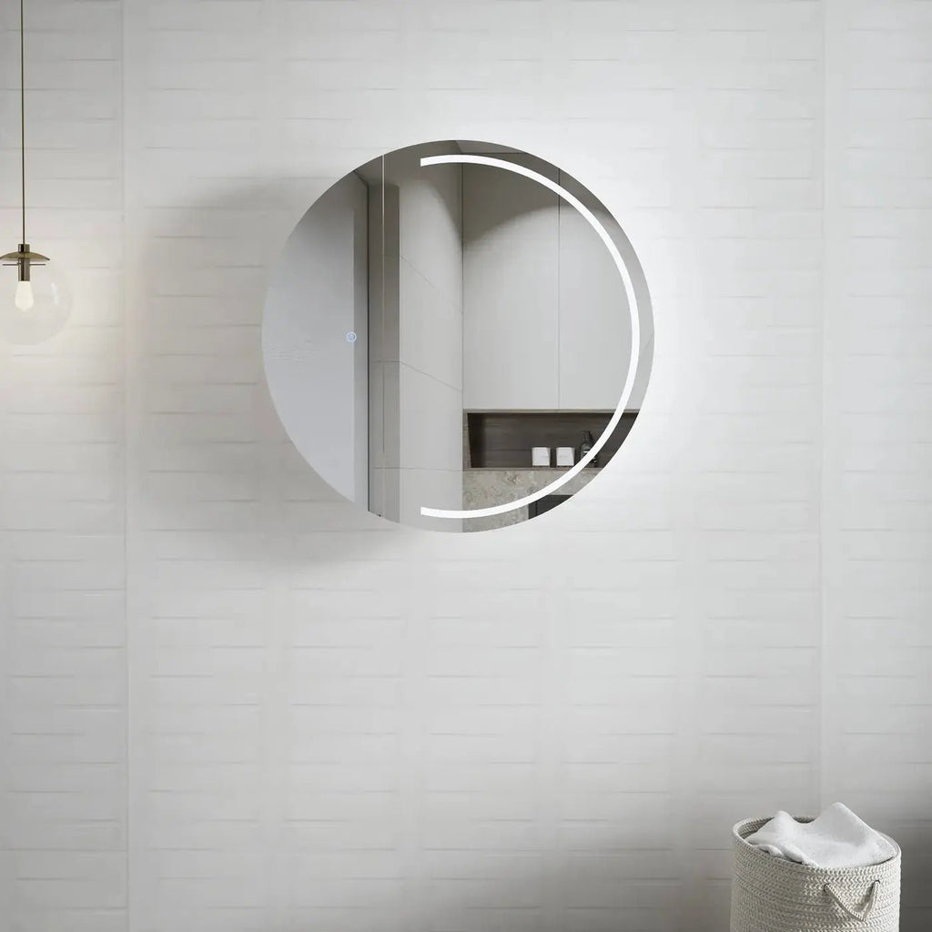 Round LED London Shaving Cabinet 800mm - Hera Bathware