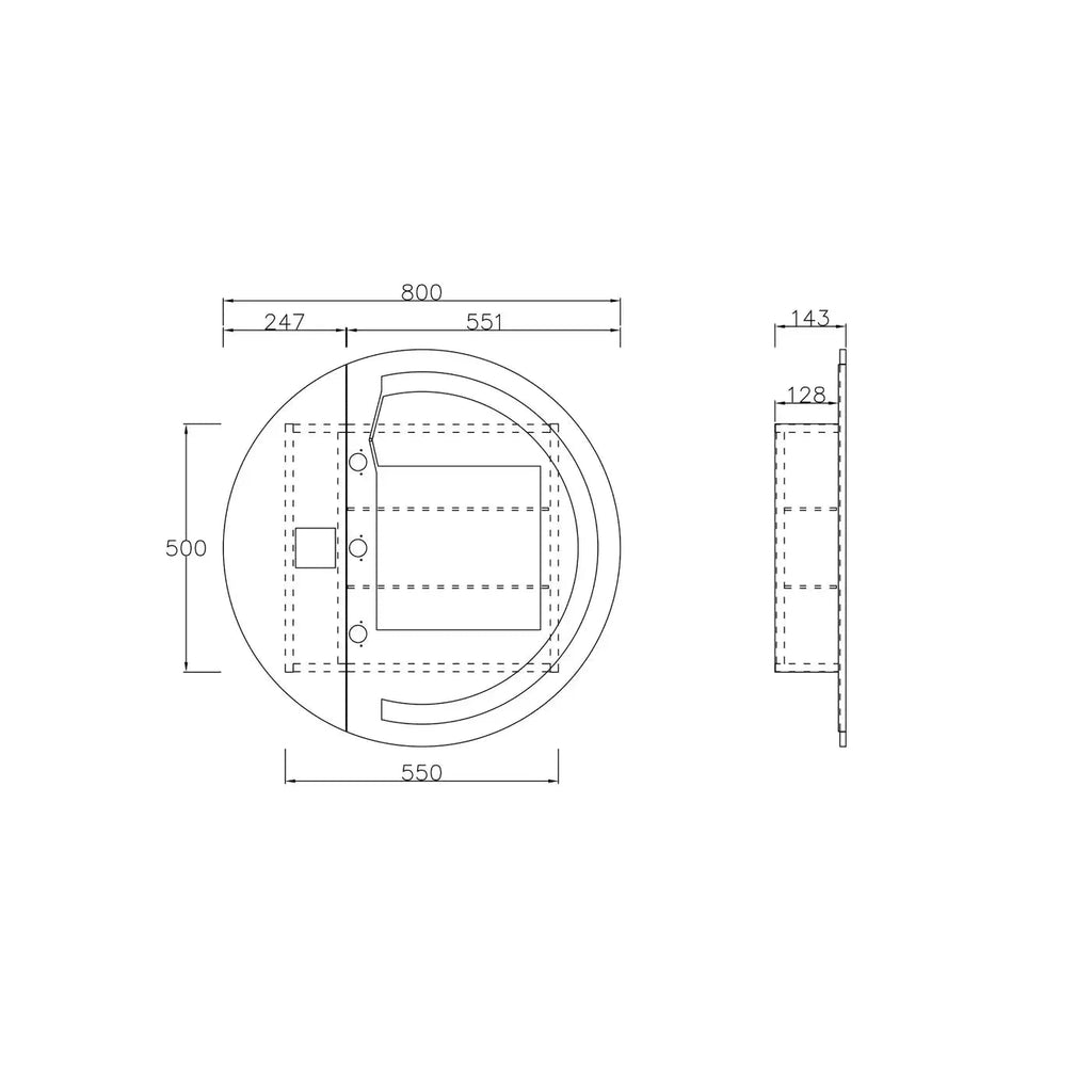 Round LED London Shaving Cabinet 800mm - Hera Bathware