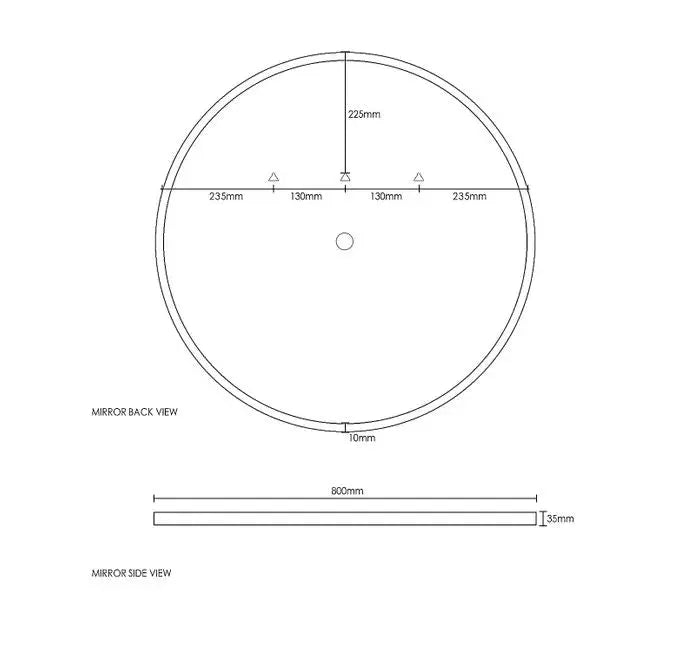 Round LED Mirror with Speaker in SOLID SURFACE STONE 800mm - Hera Bathware