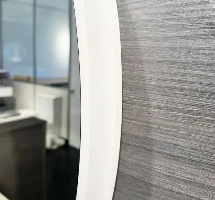 Round LED Mirror with Speaker in SOLID SURFACE STONE 800mm - Hera Bathware