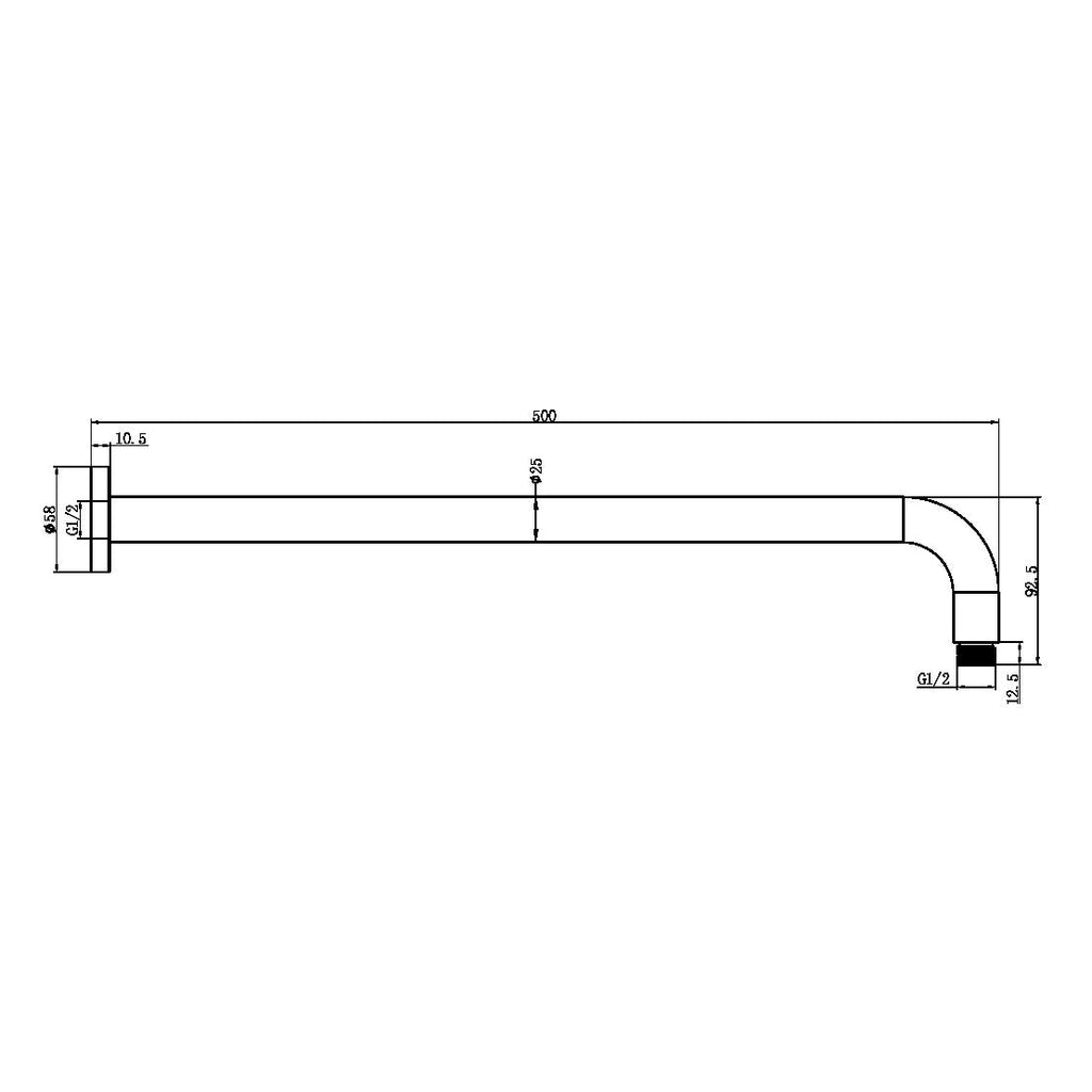 ROUND Shower arm 500mm - Hera BathwareBrushed Bronze