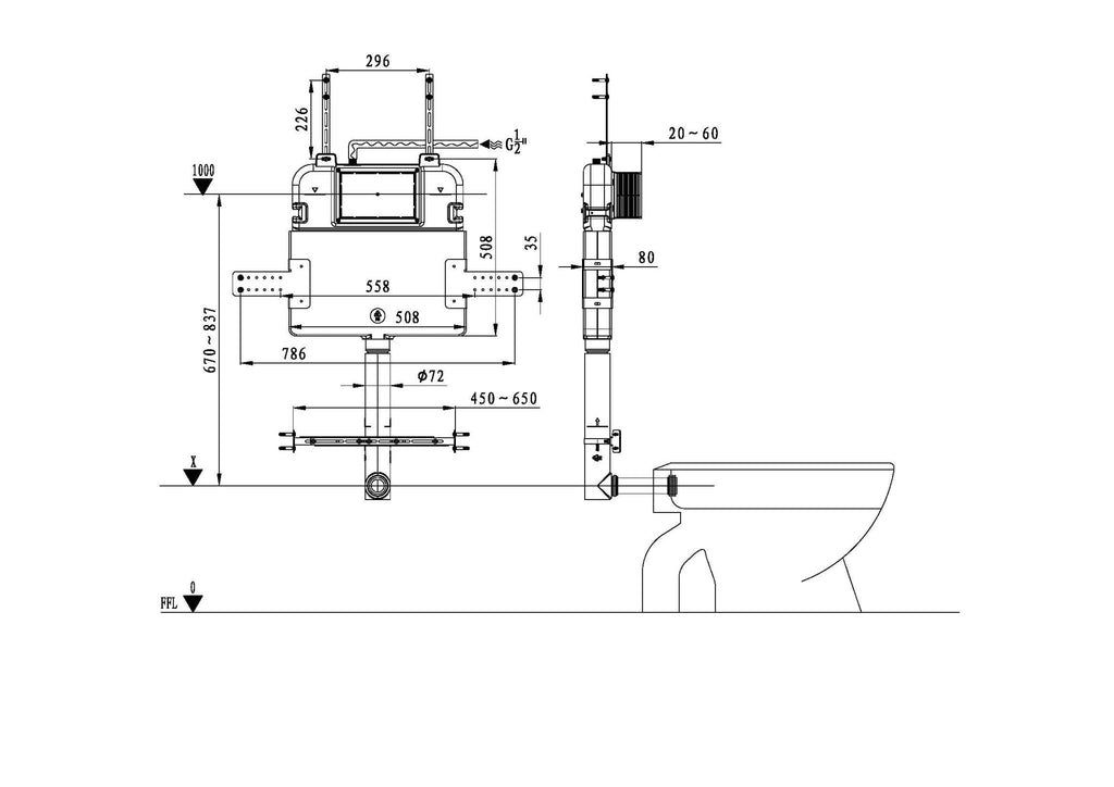R&T Inwall Cistern - Hera Bathware