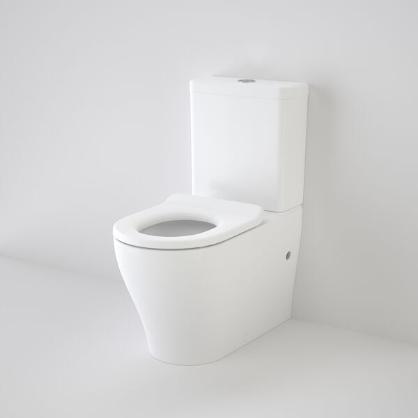 School Smart Toilet Suite With Liano Single Flap Seat | CAROMA - Hera BathwareBottom Inlet - Single Flap White Seat