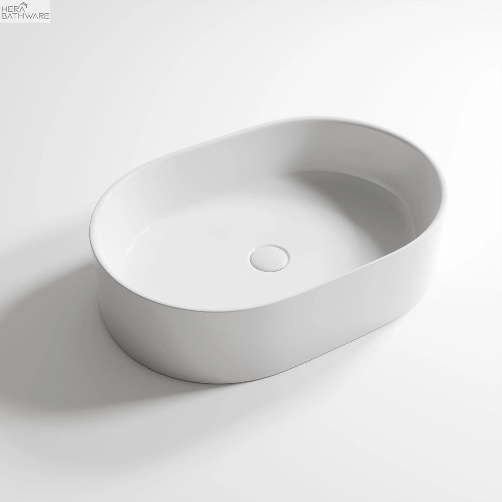Selina Oval Flush Monted Above Counter Basin - Hera BathwareGloss White