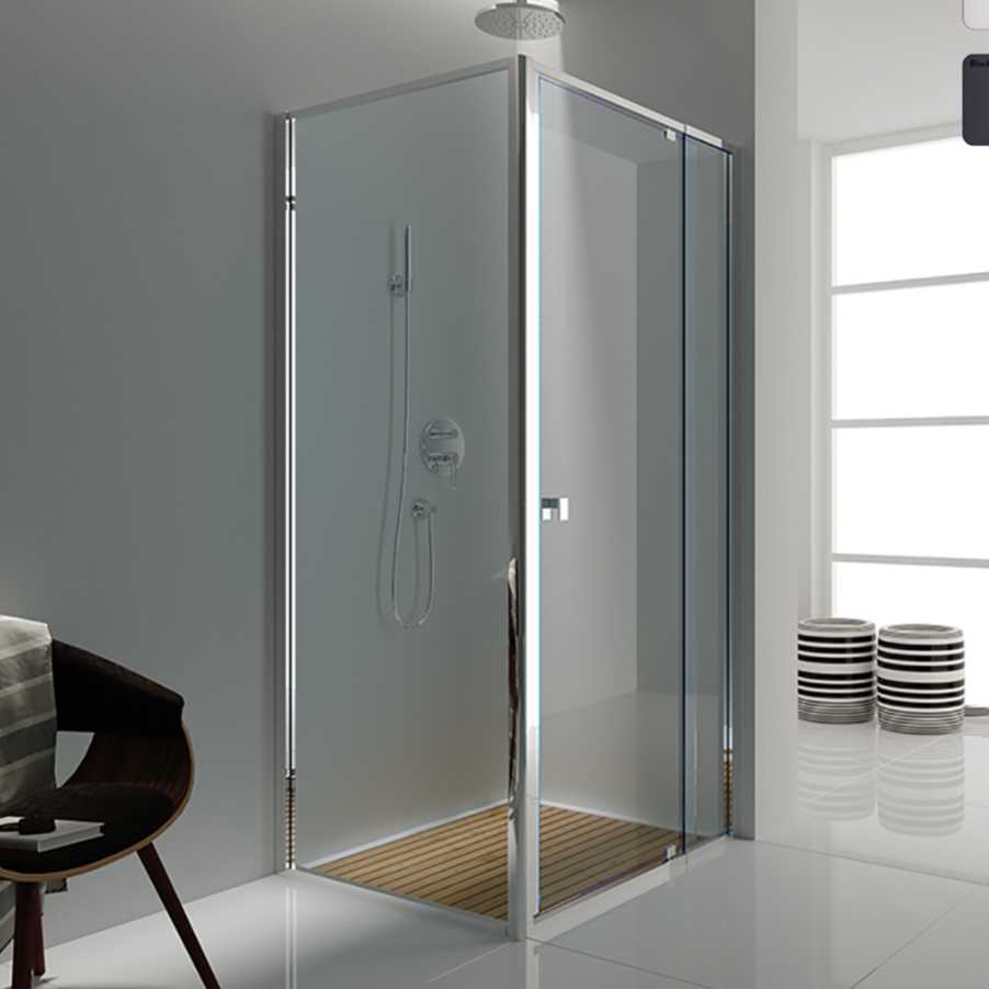 Semi - Frameless Pivot Screen - Chrome - 1950H - 700mm - 780mm Front & Return Panel - Hera BathwareU ChannelChrome