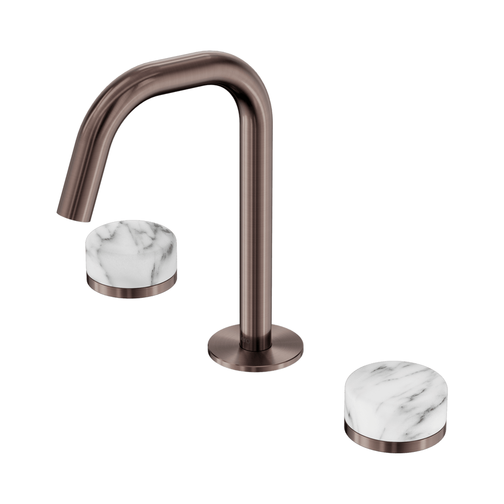 Serenity Basin Set Edge Spout - Hera BathwareArabescato Corchia (6 Weeks Lead Time)Brushed Bronze