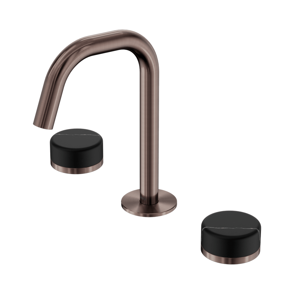 Serenity Basin Set Edge Spout - Hera BathwareMarquina BlackBrushed Bronze