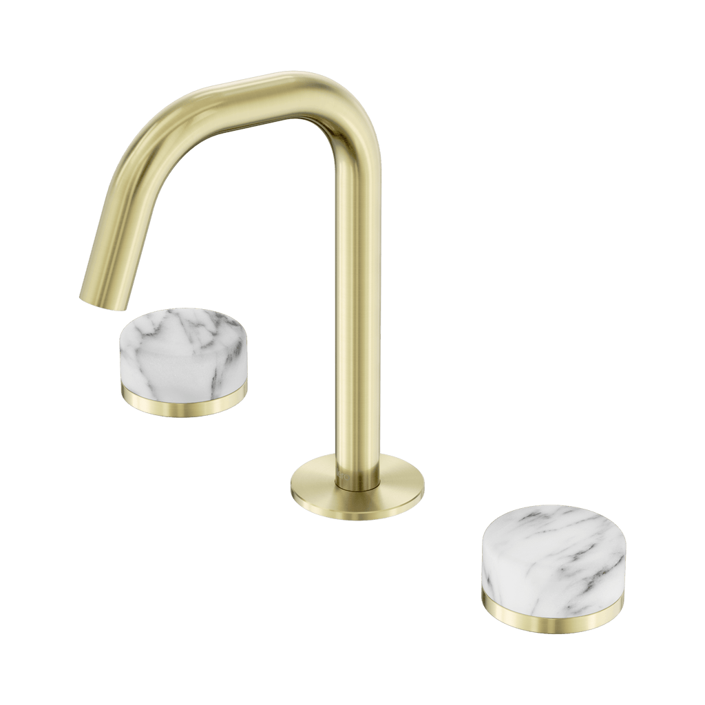 Serenity Basin Set Edge Spout - Hera BathwareArabescato Corchia (6 Weeks Lead Time)Brushed Gold