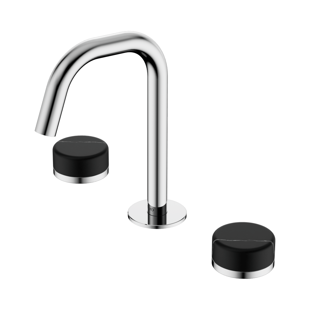 Serenity Basin Set Edge Spout - Hera BathwareMarquina BlackChrome