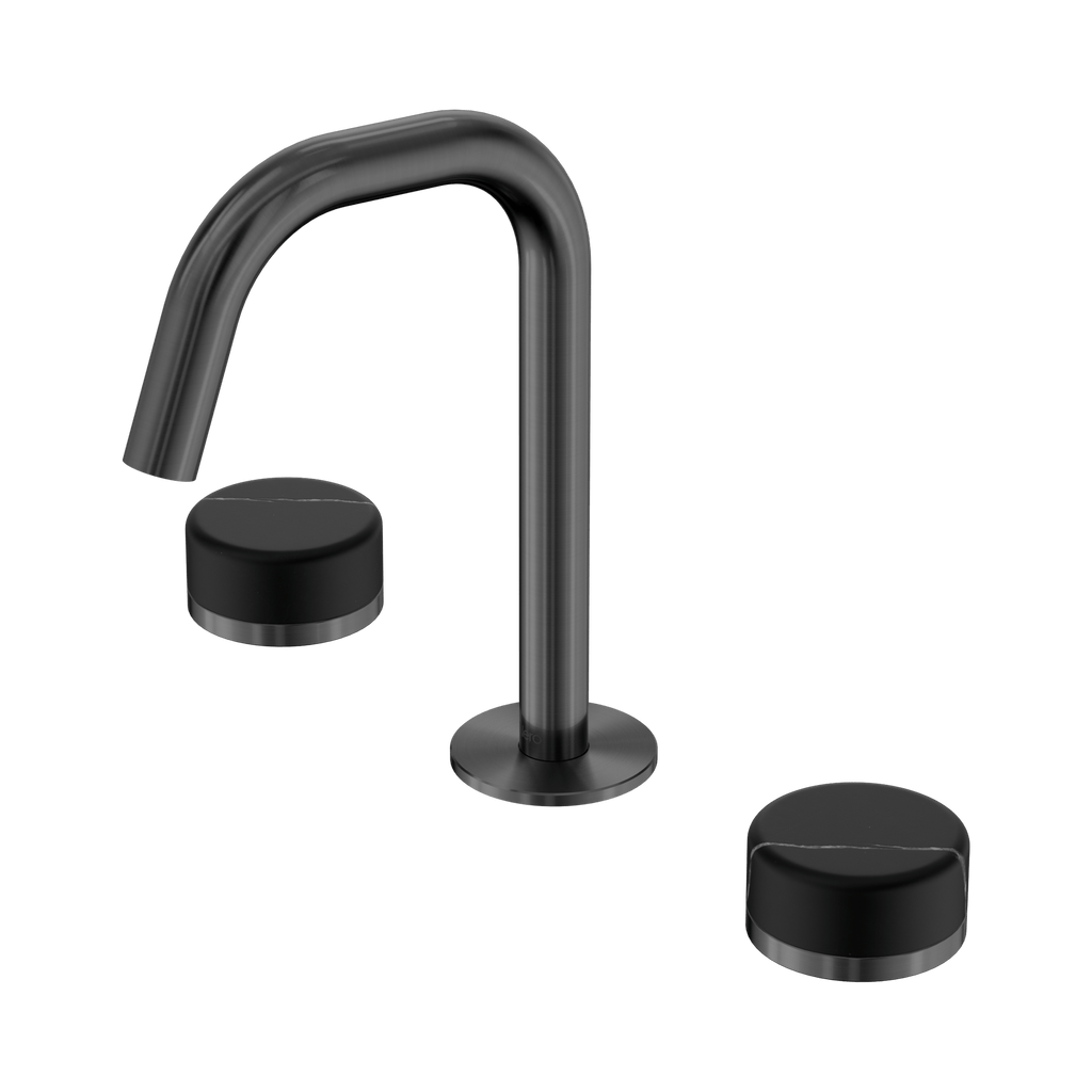 Serenity Basin Set Edge Spout - Hera BathwareMarquina BlackGun Metal