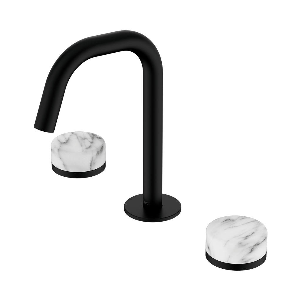 Serenity Basin Set Edge Spout - Hera BathwareArabescato Corchia (6 Weeks Lead Time)Matte Black