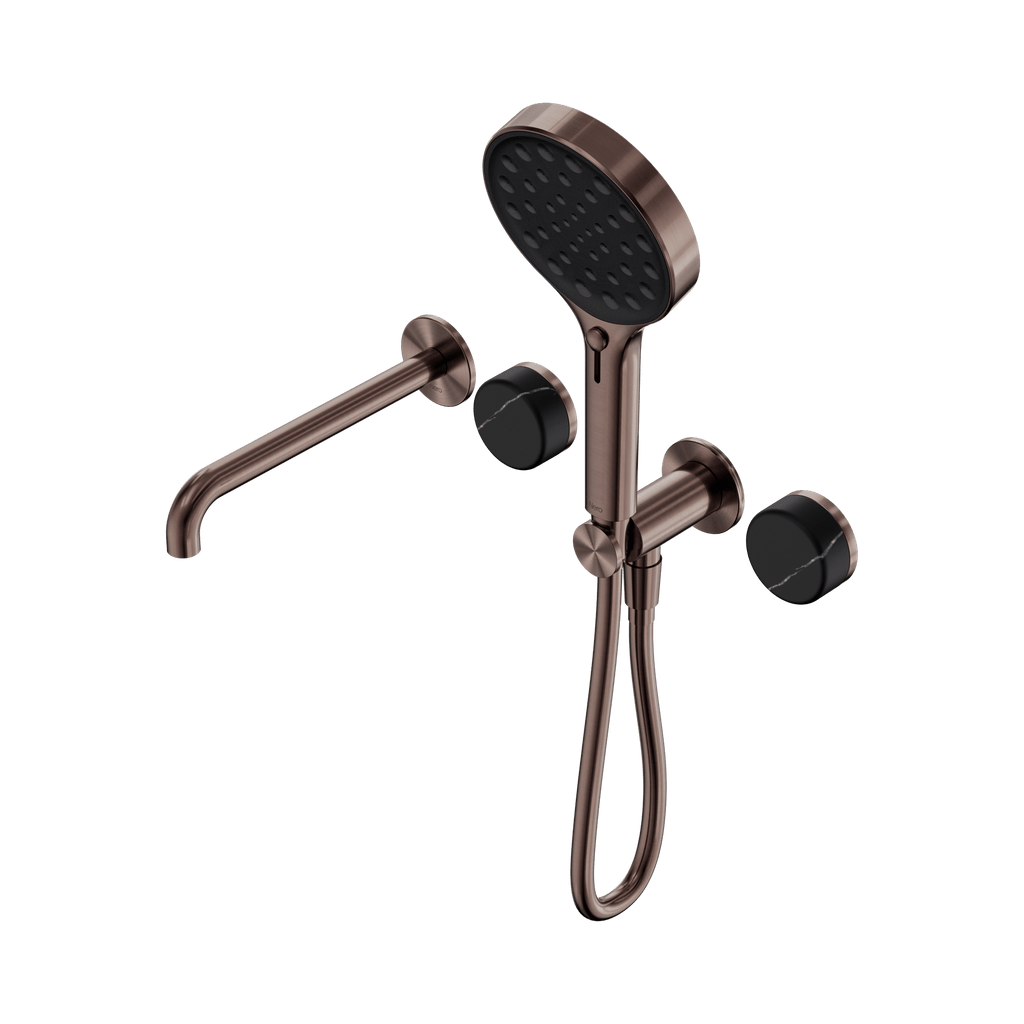 Serenity Progressive Shower System With Spout And Serenity Hand Shower - Hera BathwareMarquina BlackBrushed Bronze