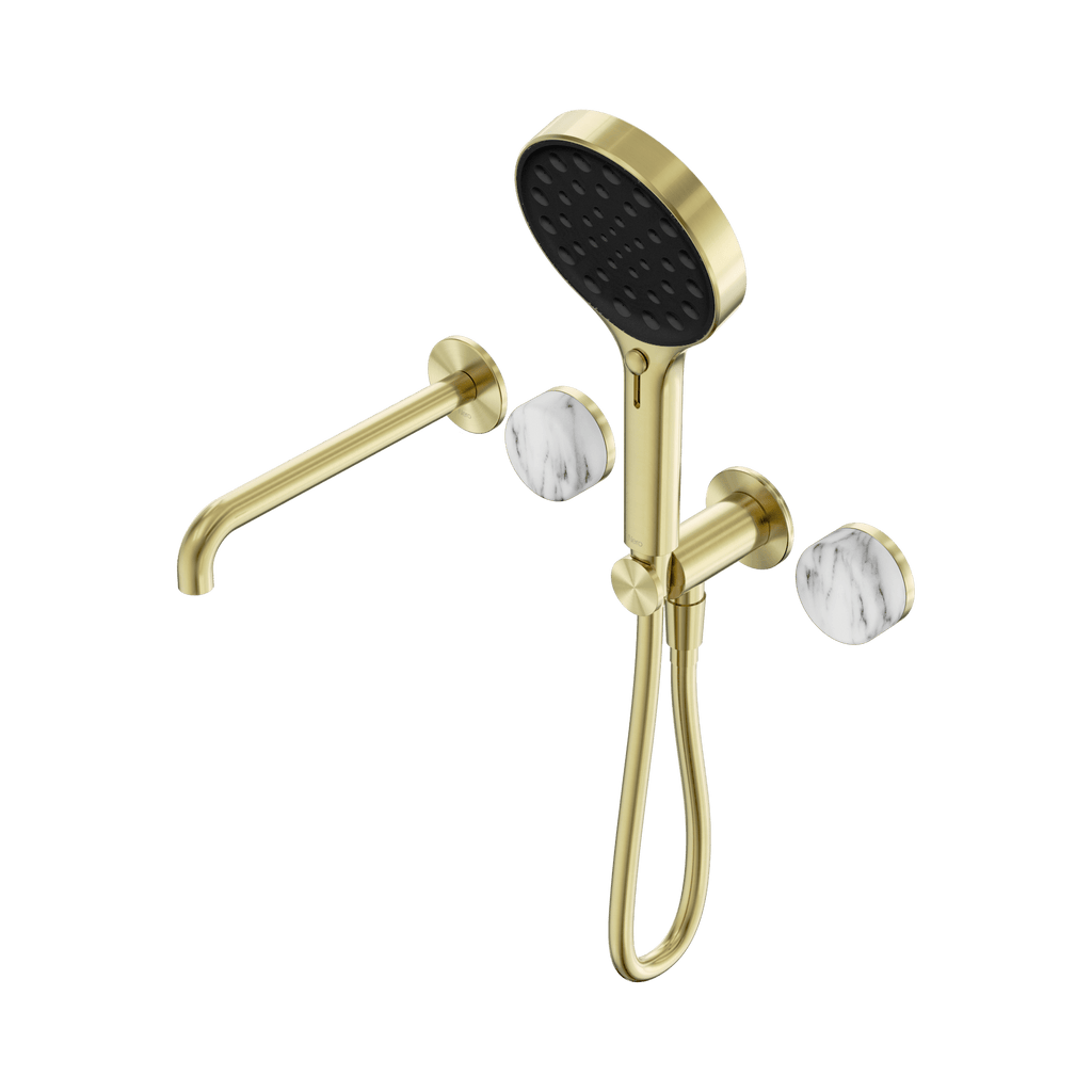 Serenity Progressive Shower System With Spout And Serenity Hand Shower - Hera BathwareVerde AlpiBrushed Gold