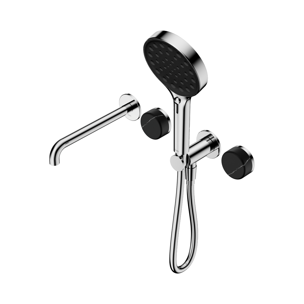Serenity Progressive Shower System With Spout And Serenity Hand Shower - Hera BathwareMarquina BlackChrome