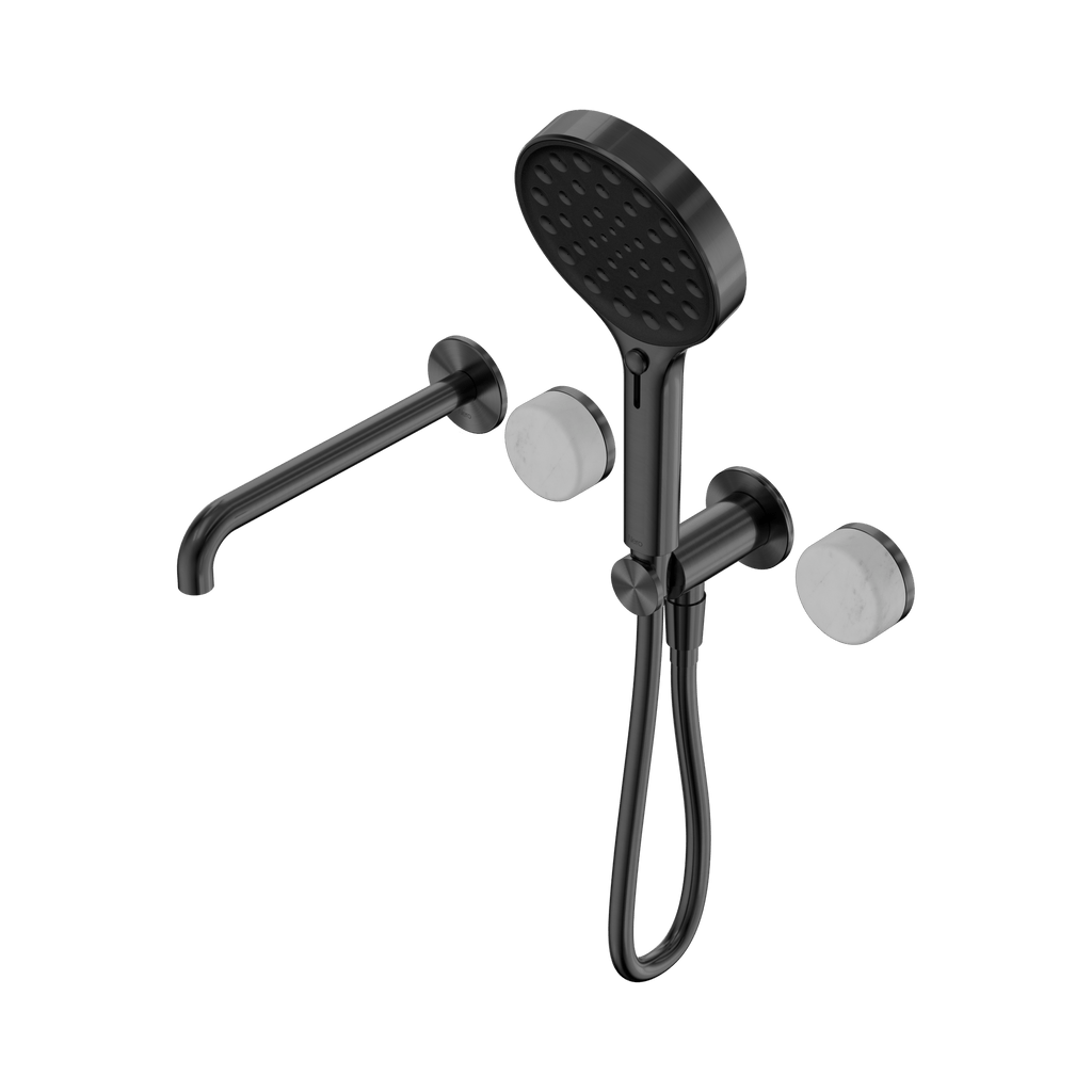 Serenity Progressive Shower System With Spout And Serenity Hand Shower - Hera BathwareCarraraGun Metal