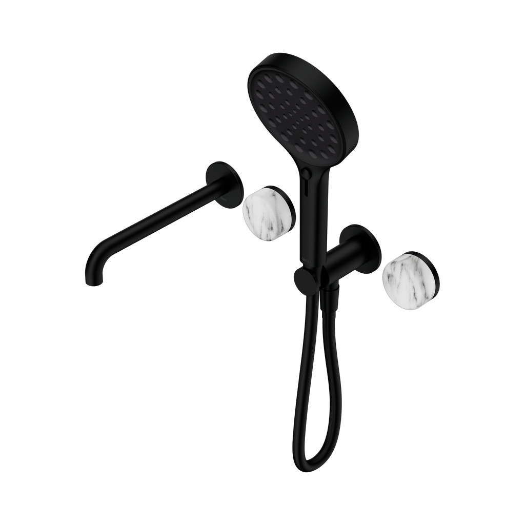 Serenity Progressive Shower System With Spout And Serenity Hand Shower - Hera BathwareVerde AlpiMatte Black