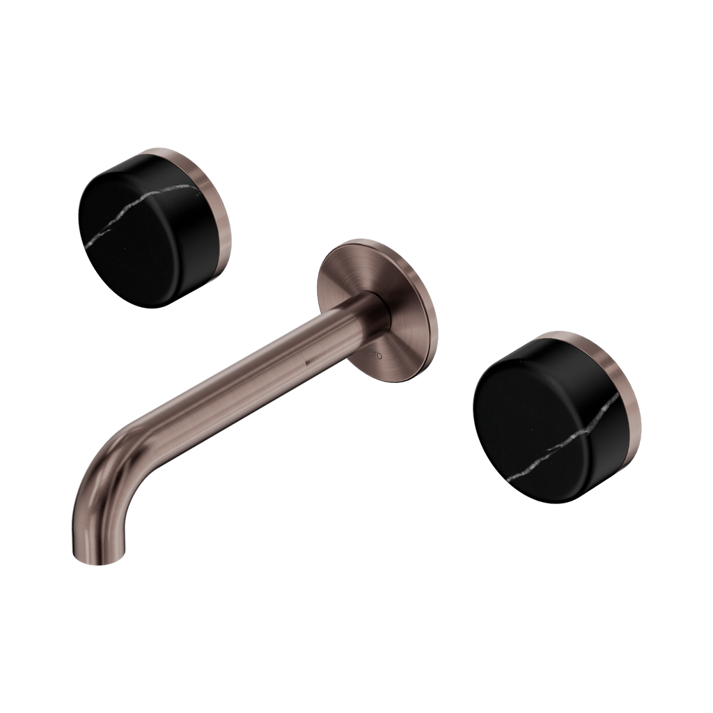 Serenity Wall Basin Set 160mm Spout - Hera BathwareMarquina BlackBrushed Bronze