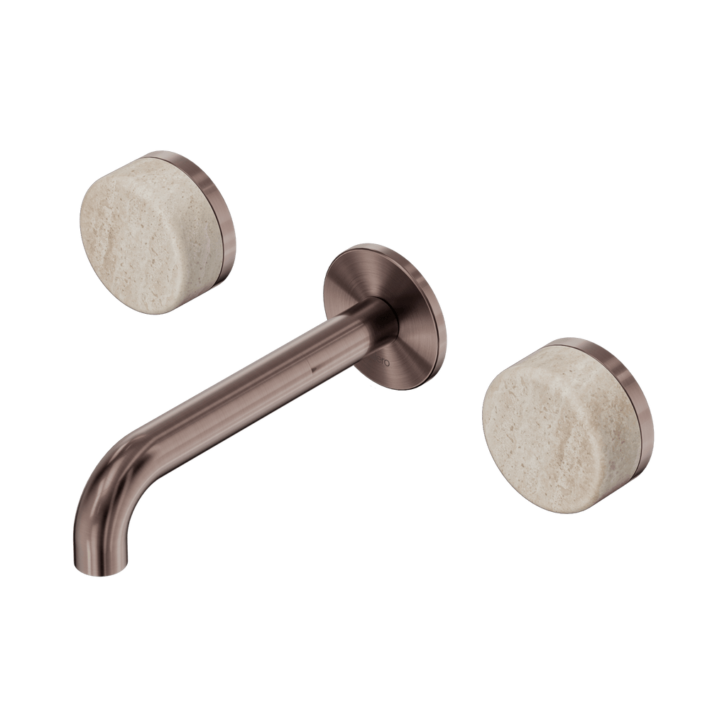 Serenity Wall Basin Set 160mm Spout - Hera BathwareRome TravertineBrushed Bronze