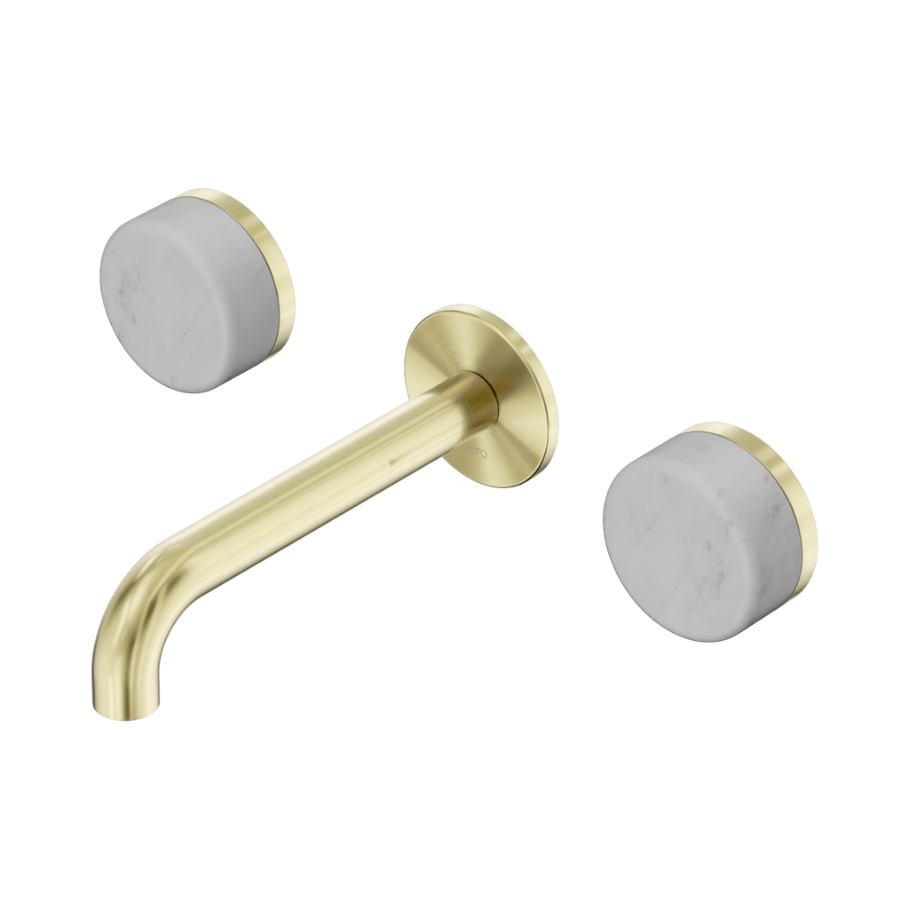 Serenity Wall Basin Set 160mm Spout - Hera BathwareCarraraBrushed Gold