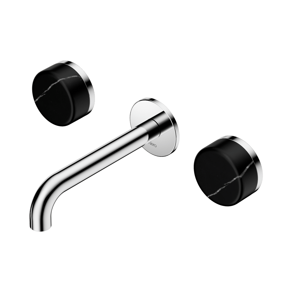 Serenity Wall Basin Set 160mm Spout - Hera BathwareMarquina BlackChrome