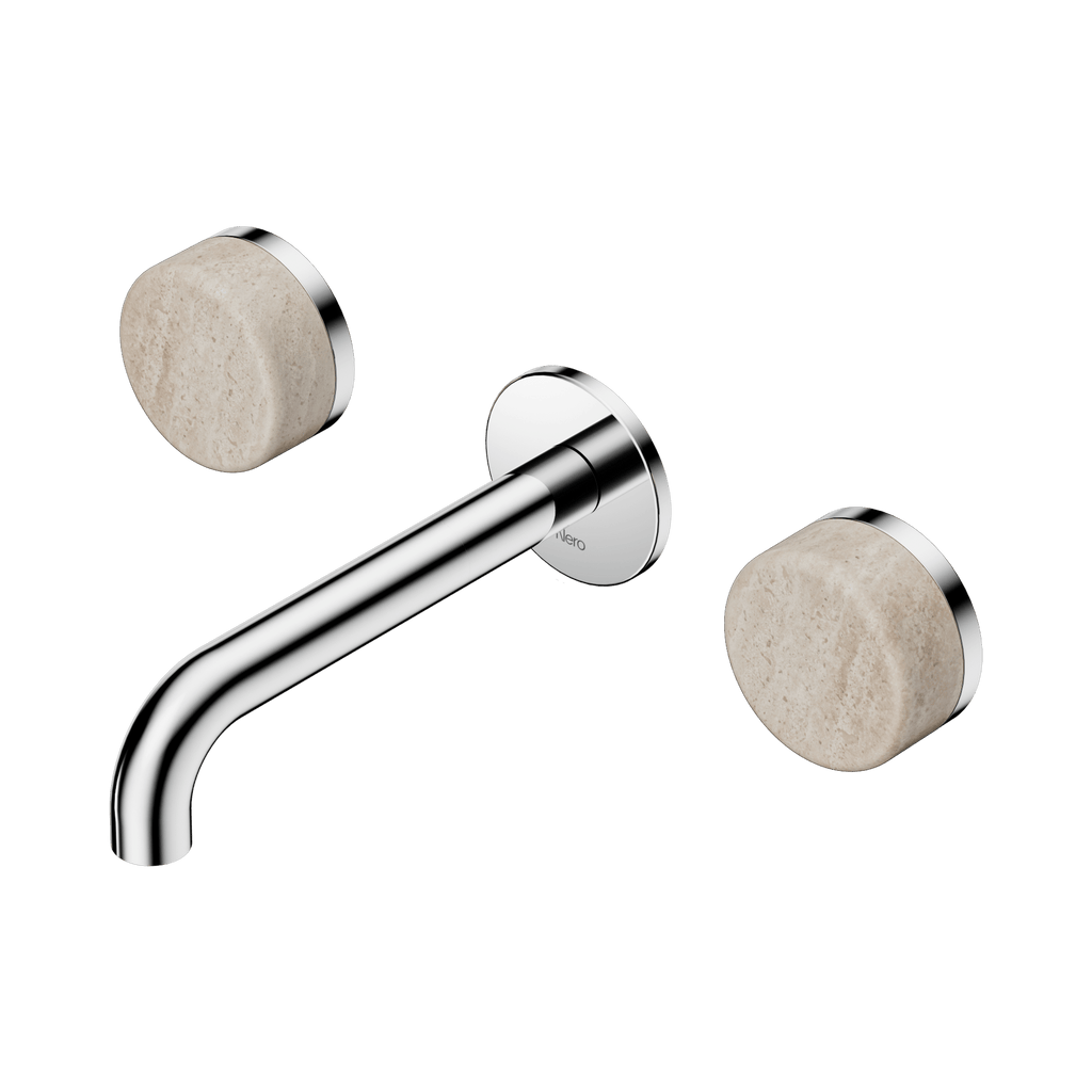 Serenity Wall Basin Set 160mm Spout - Hera BathwareRome TravertineChrome