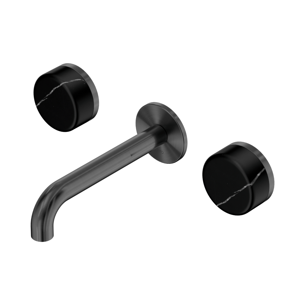 Serenity Wall Basin Set 160mm Spout - Hera BathwareMarquina BlackGun Metal
