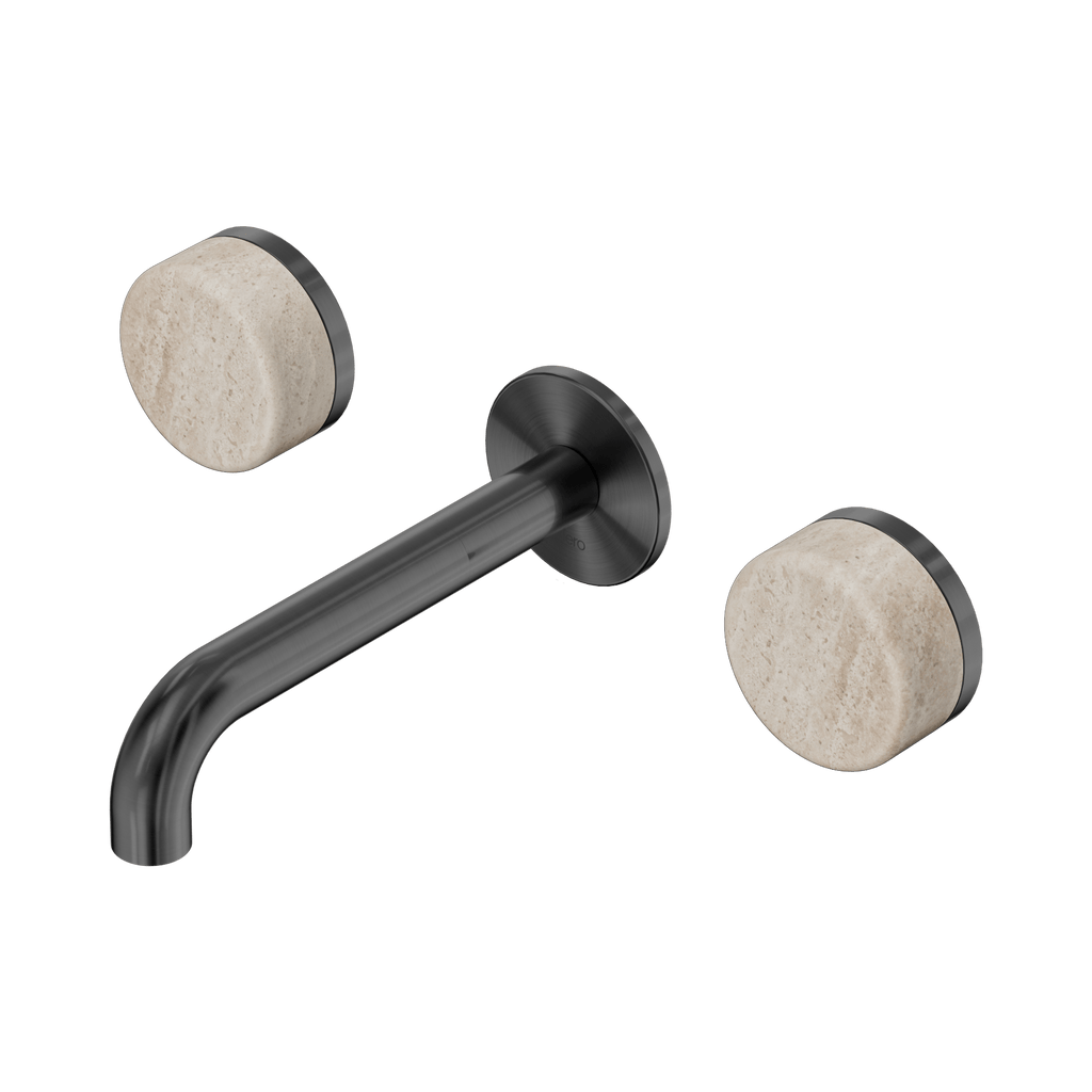 Serenity Wall Basin Set 160mm Spout - Hera BathwareRome TravertineGun Metal