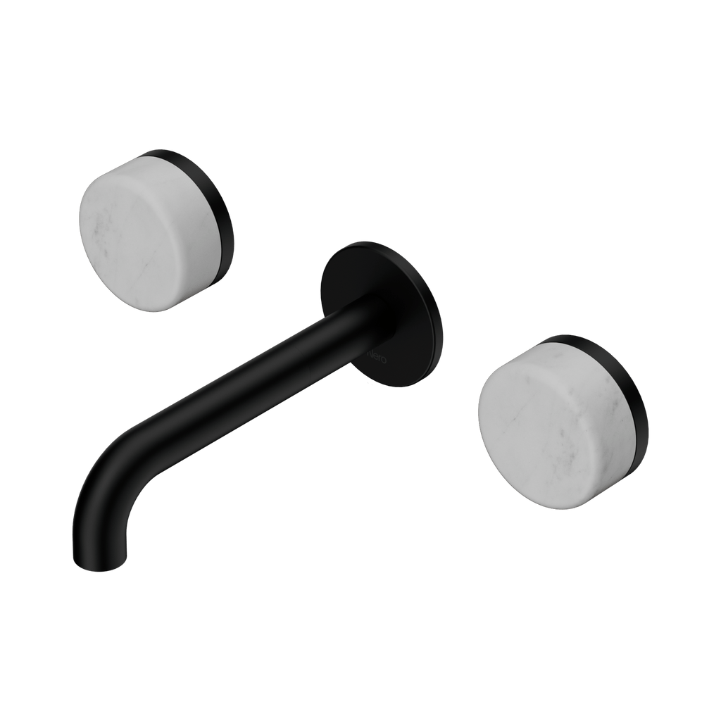 Serenity Wall Basin Set 160mm Spout - Hera BathwareCarraraMatte Black