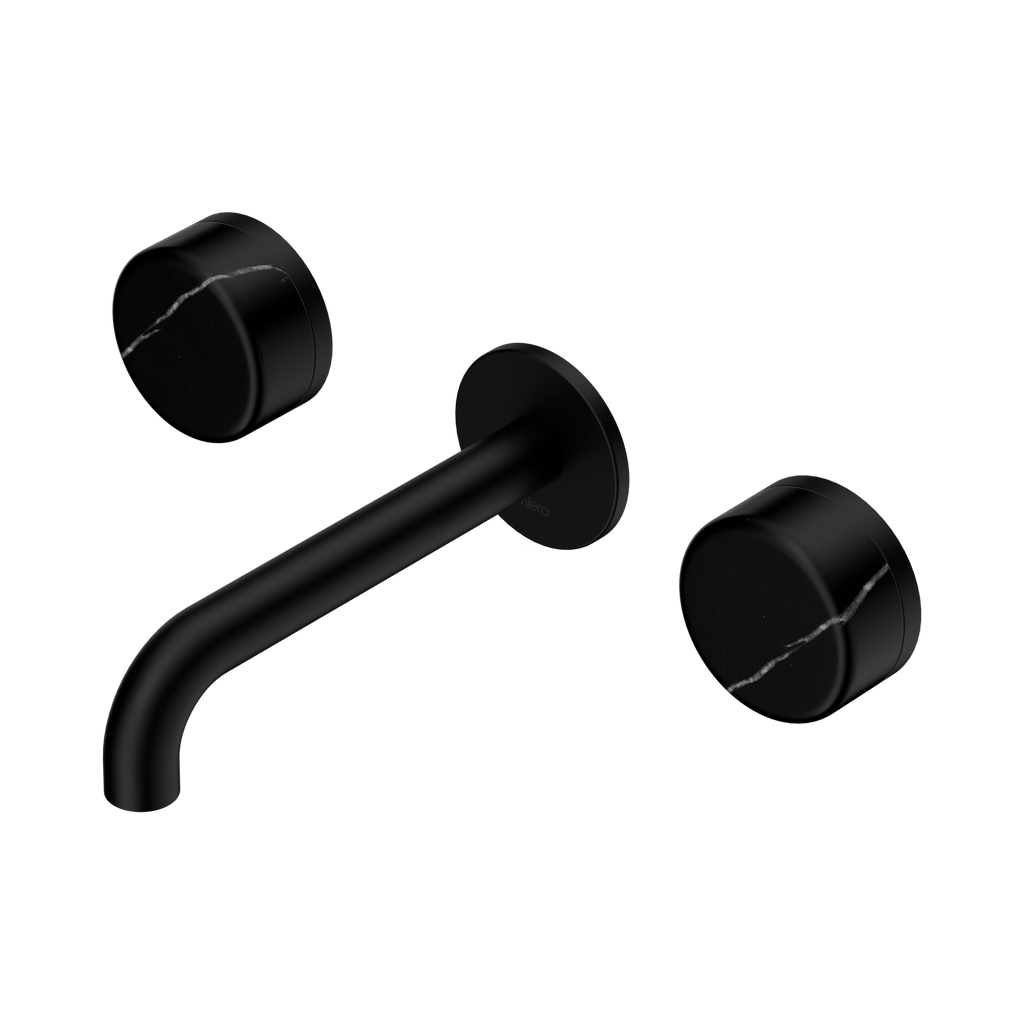Serenity Wall Basin Set 160mm Spout - Hera BathwareMarquina BlackMatte Black