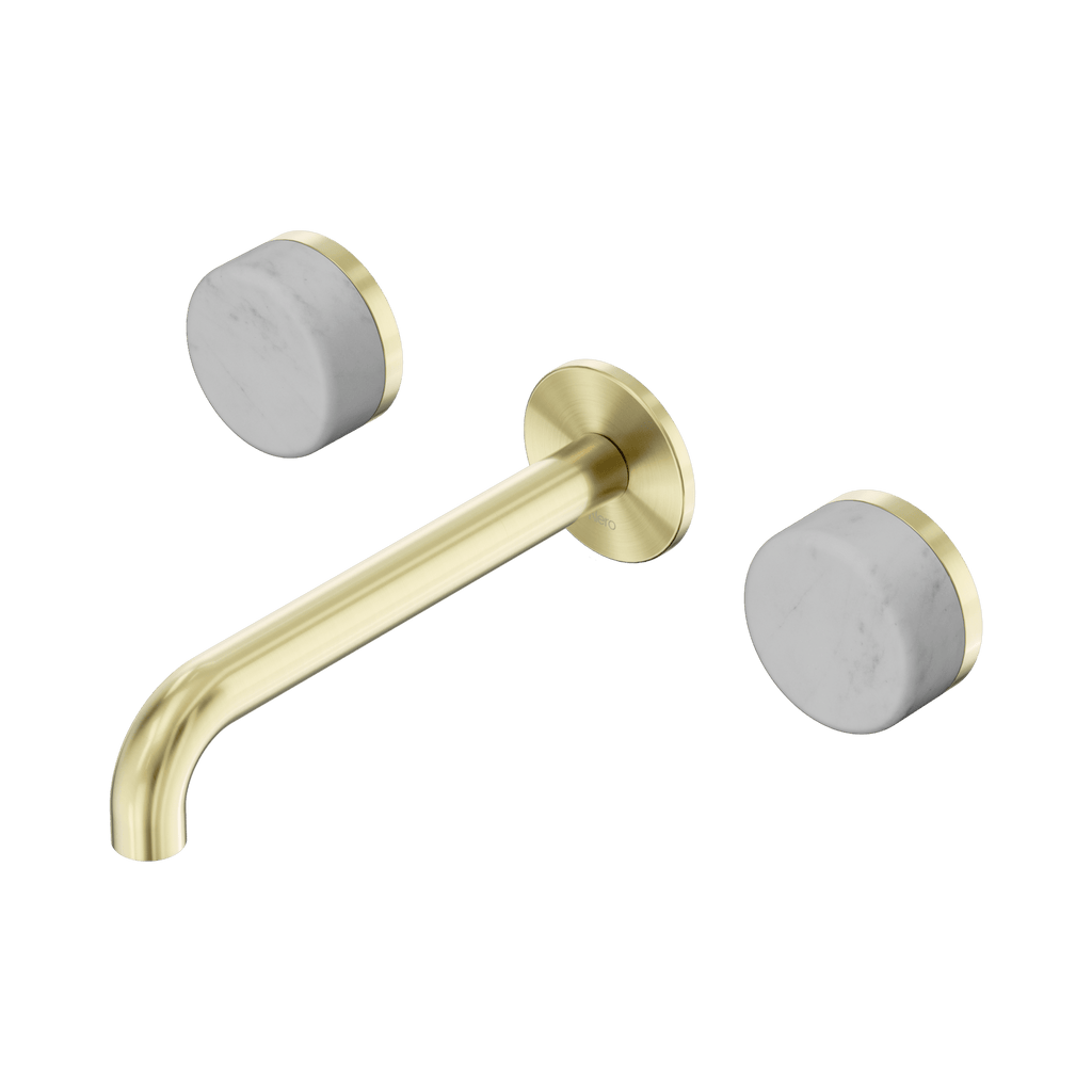 Serenity Wall Basin Set 185mm Spout - Hera BathwareCarraraBrushed Gold