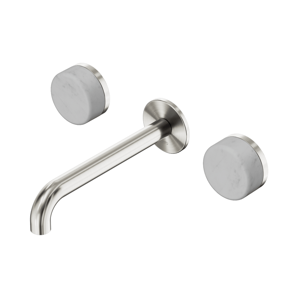 Serenity Wall Basin Set 185mm Spout - Hera BathwareCarraraBrushed Nickel