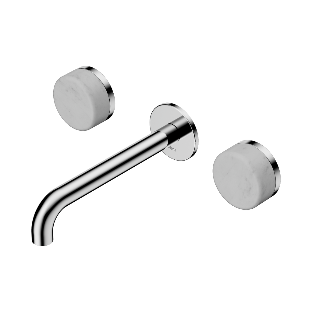 Serenity Wall Basin Set 185mm Spout - Hera BathwareCarraraChrome