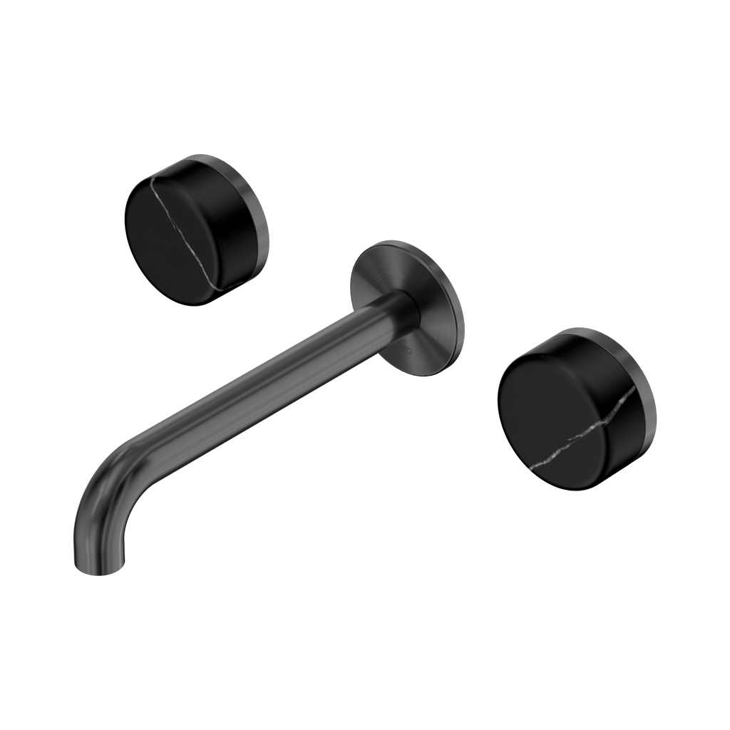 Serenity Wall Basin Set 185mm Spout - Hera BathwareMarquina BlackGun Metal