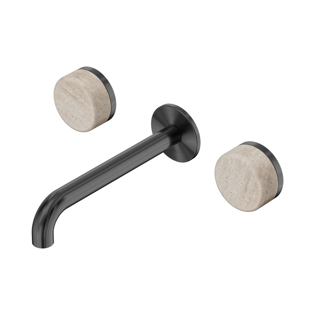 Serenity Wall Basin Set 185mm Spout - Hera BathwareRome TravertineGun Metal
