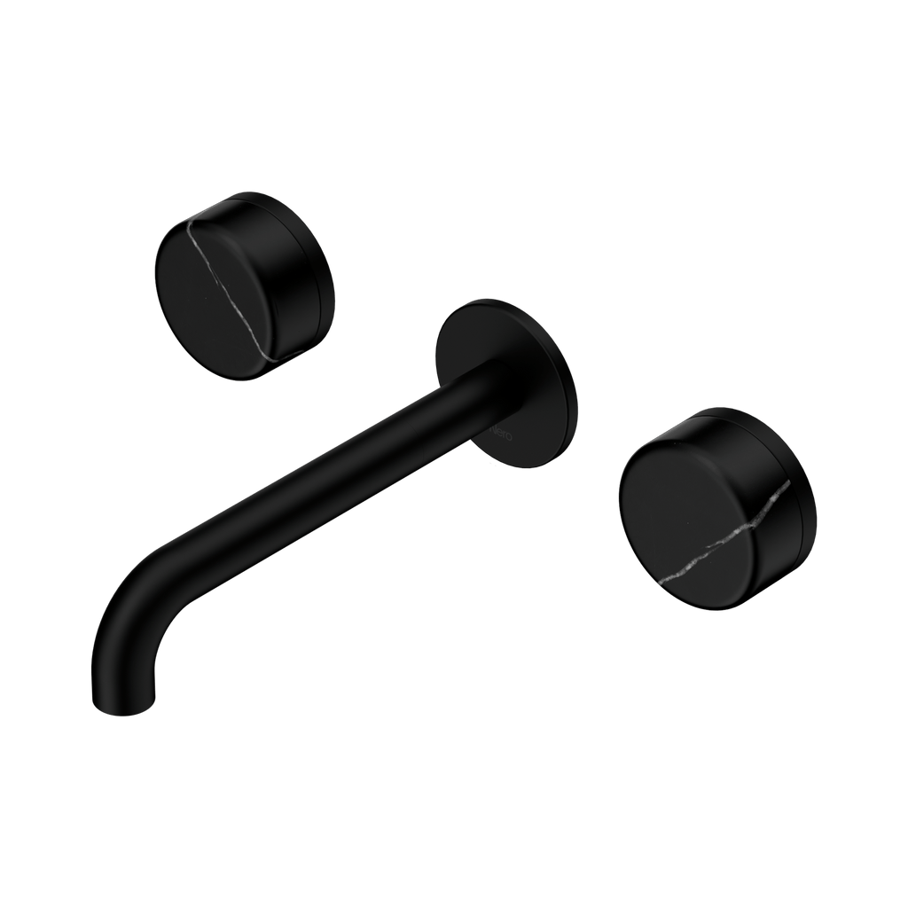 Serenity Wall Basin Set 185mm Spout - Hera BathwareMarquina BlackMatte Black