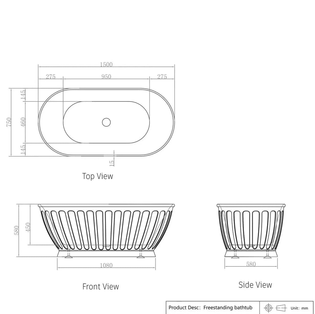 SHELL Gloss White Free Standing Bathtub - Hera Bathware1700mmGloss White
