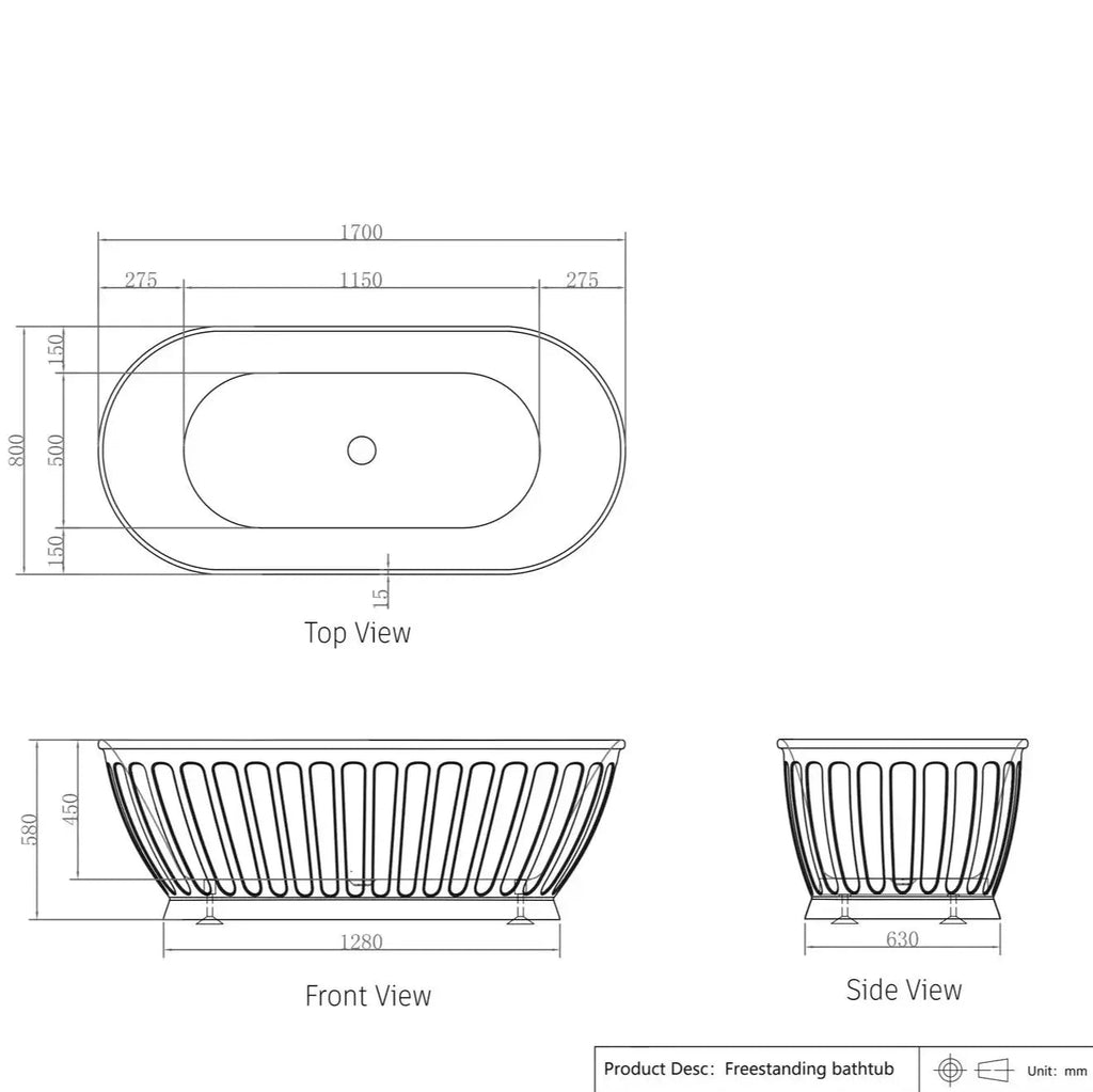 SHELL Matte White Free Standing Bathtub - Hera Bathware1500mmMatte White