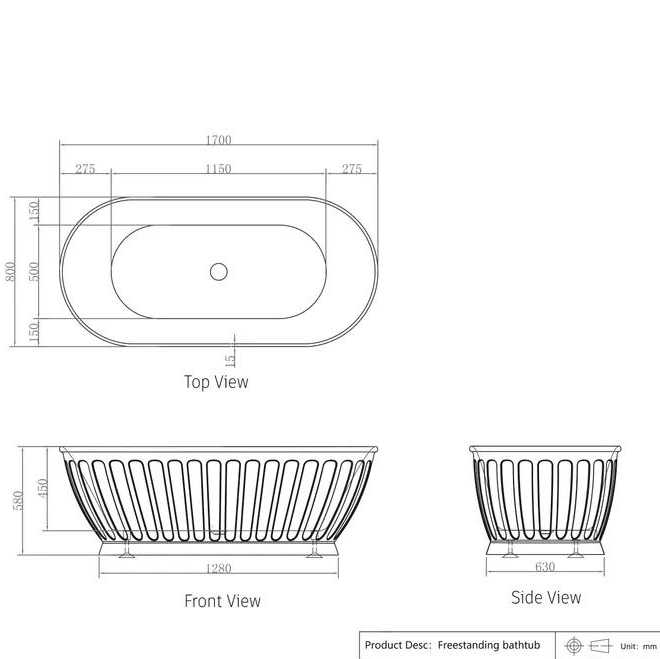 SHELL Matte White Free Standing Bathtub - Hera Bathware1500mmMatte White