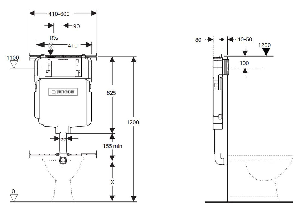 Veda Wall Faced  Floor Pan with Geberit Sigma8 Package - Hera Bathware