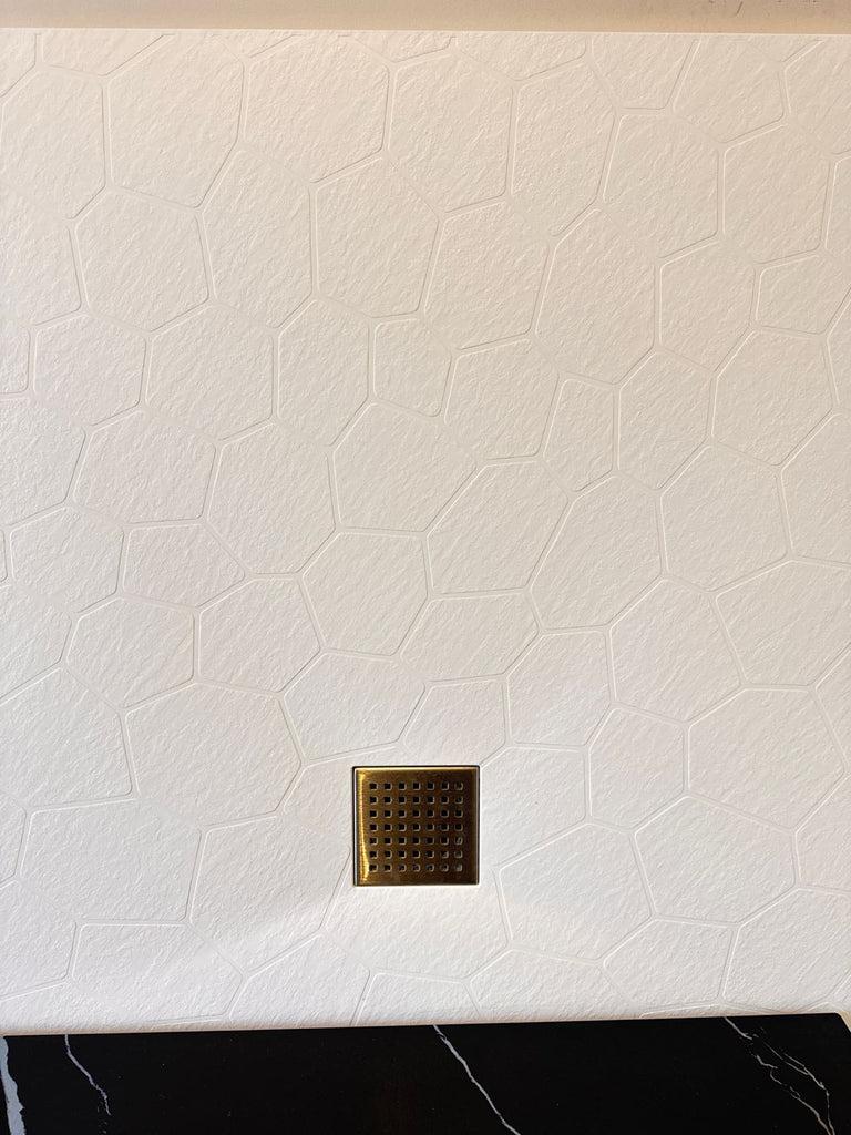 SMC HEXA Stone Grain Shower Base - 900/1200/1800mm - Hera Bathware900*900MM / Waste on 900mm Side
