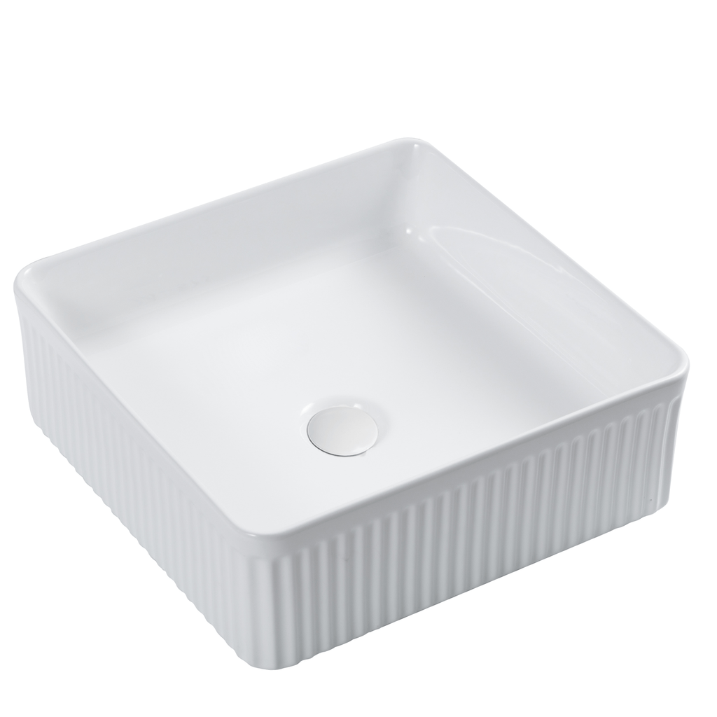 Square Above Counter Grooved Basin - Hera BathwareGloss White