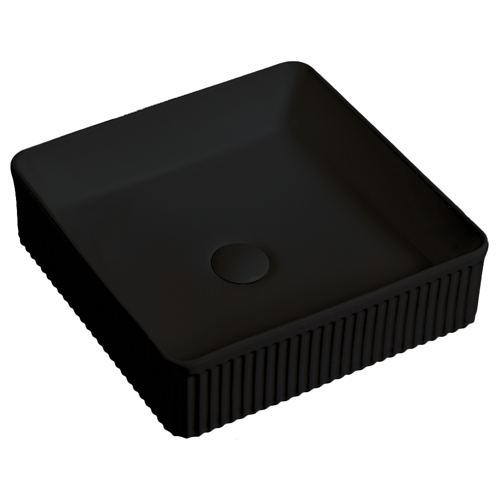 Square Above Counter Grooved Basin - Hera BathwareMatte Black