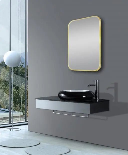 Square Brushed Aluminium Framed Mirror 450/600mm - Hera Bathware450*750mmBlack