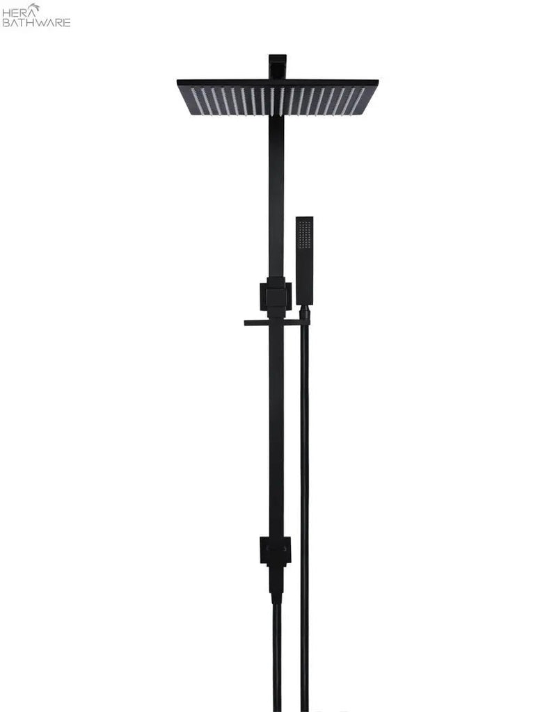 Square Combination Shower Rail - Matte Black - Hera BathwareMatte Black