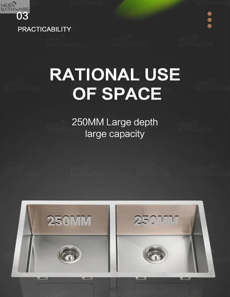 Stainless Steel Kitchen Sink Double Bowls - 750mm - Hera BathwareStainless Steel